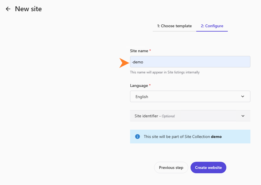 configure site