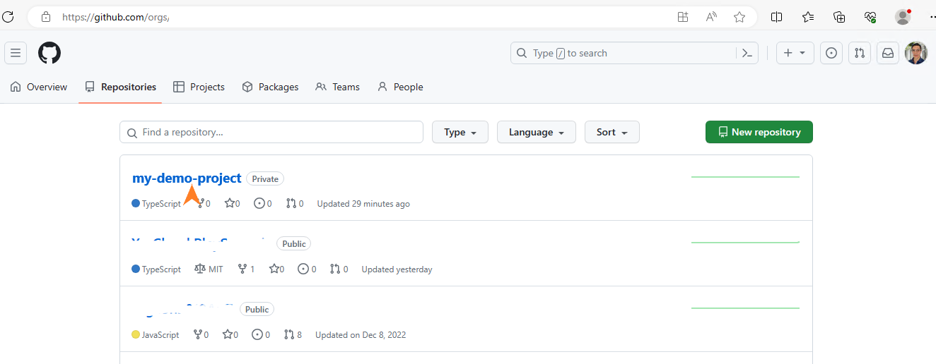 github repo environment