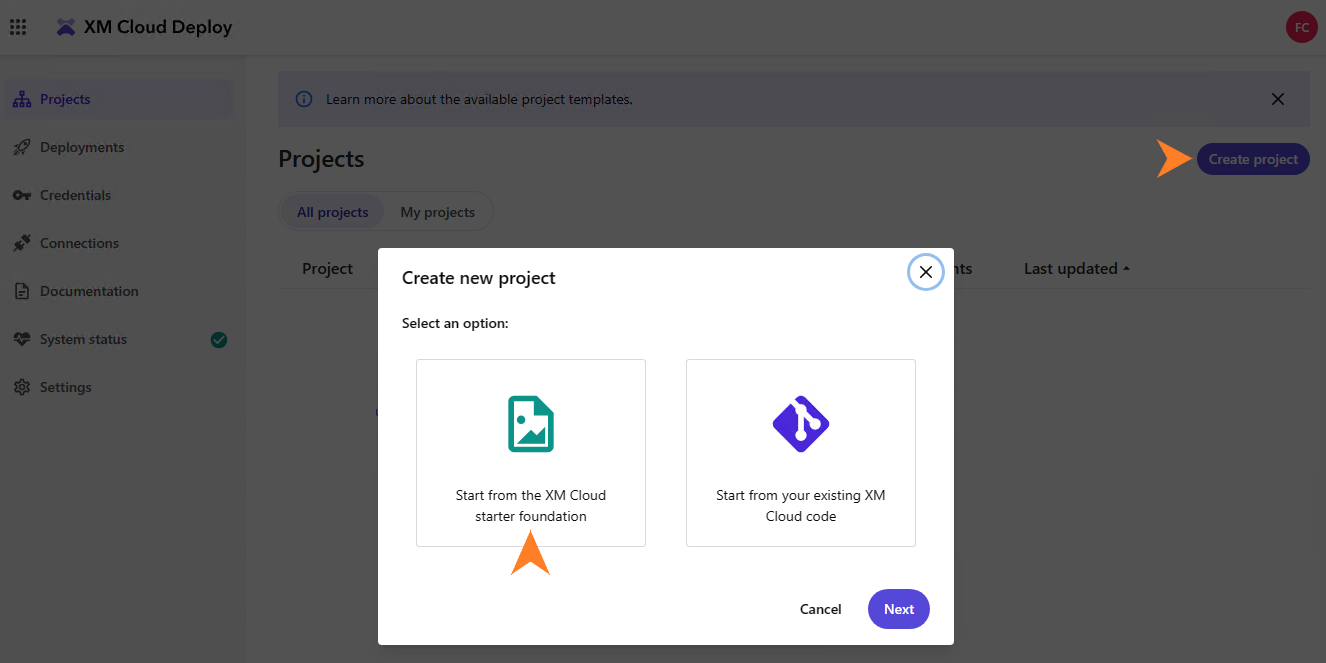 create project