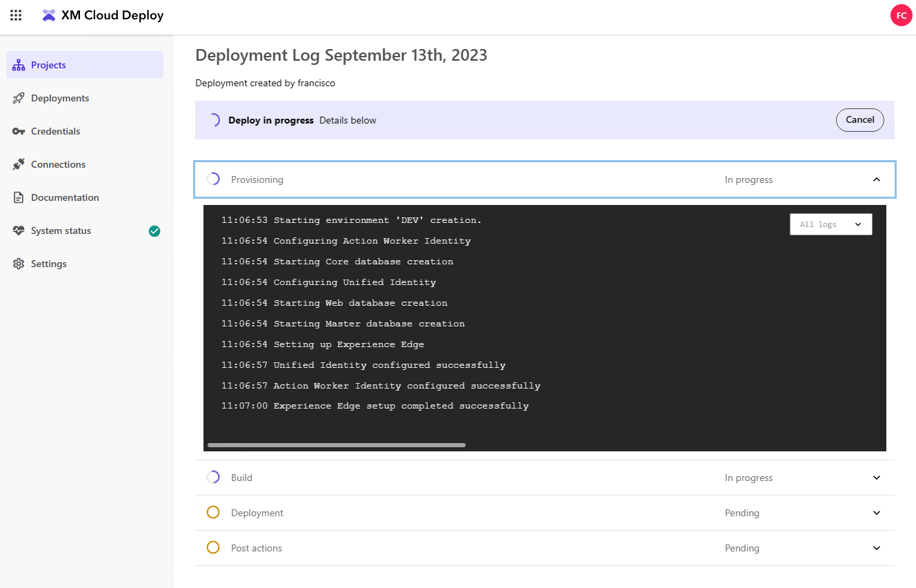deployment started